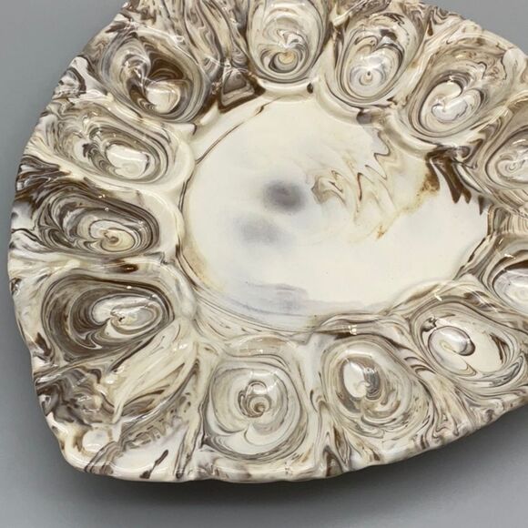 Vintage Nerikomi Technique Deviled Egg Serving Tray Plate Ceramic 1980s Handmade - Picture 5 of 7